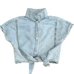 ZARA Baby Girl Chambray Tie-Front Top Size 1.5y